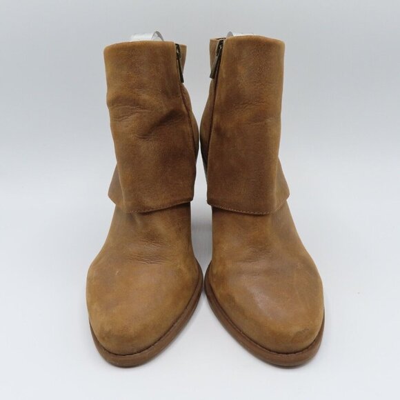 Jessica Simpson Womens 9.5 Cainn Brown Leather Double Buckle Ankle Boots Heels - Picture 2 of 12